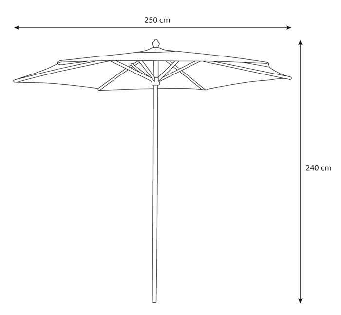 Markedsparasoll Santander Ø250 cm beige og i tre - Sunlife